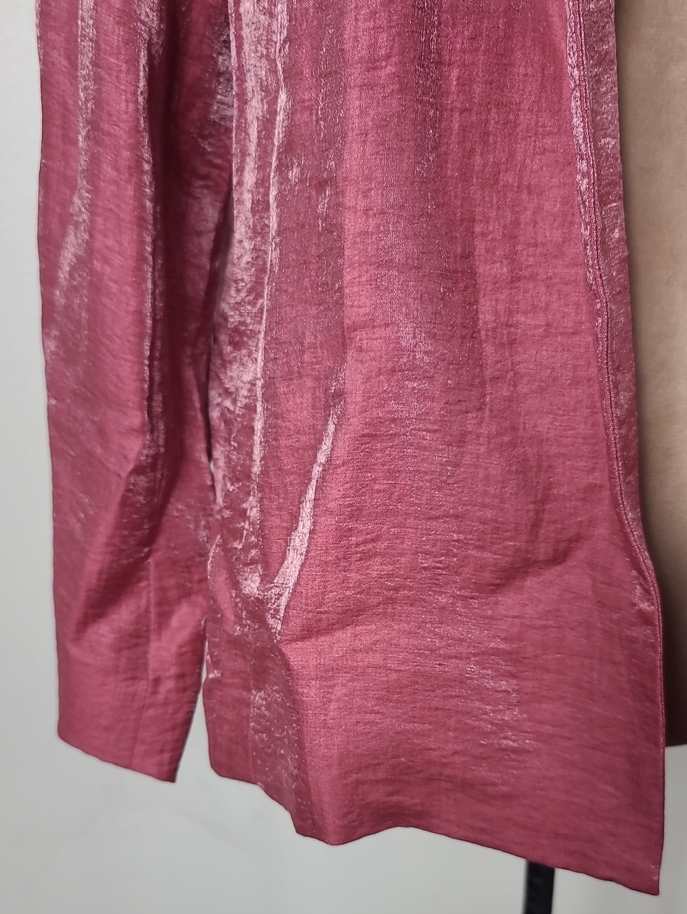 Vtg Y2K Eileen Fisher Shimmer Rouge Pink Open-Front Shawl Collar Blazer Jacket L - Picture 11 of 15